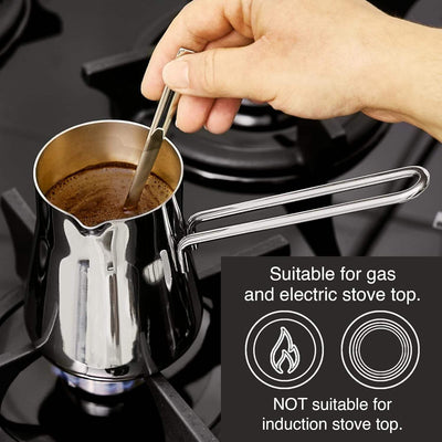 Cafetera turca de acero inoxidable, tetera, cezve ibrik con boquilla