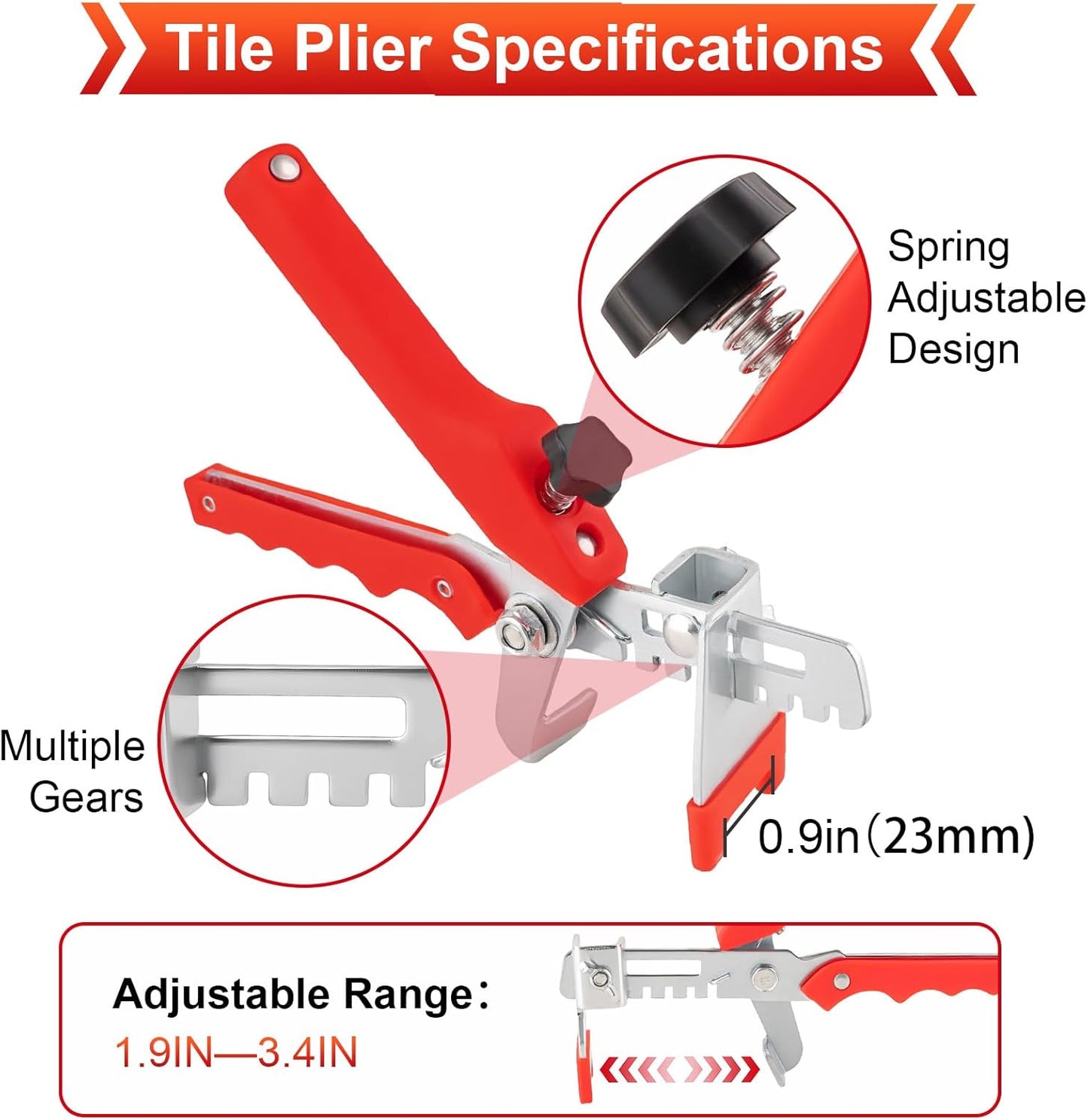 Kit nivelación azulejos con llave ajuste 1/8 pulg clips reutilizables