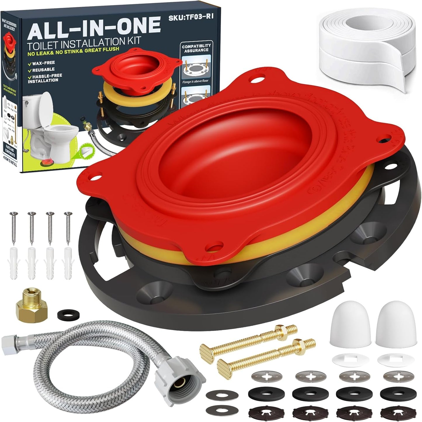 Kit reparación brida inodoro manguera 3/4" cera elástica