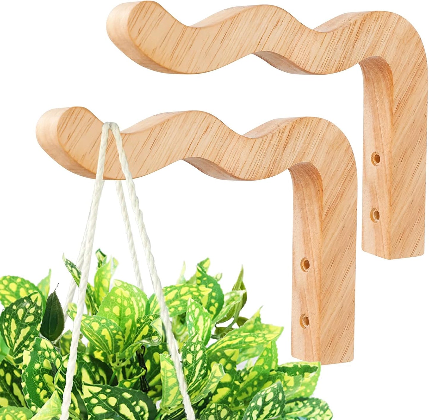 Ganchos colgantes para plantas cesta madera onda resistente