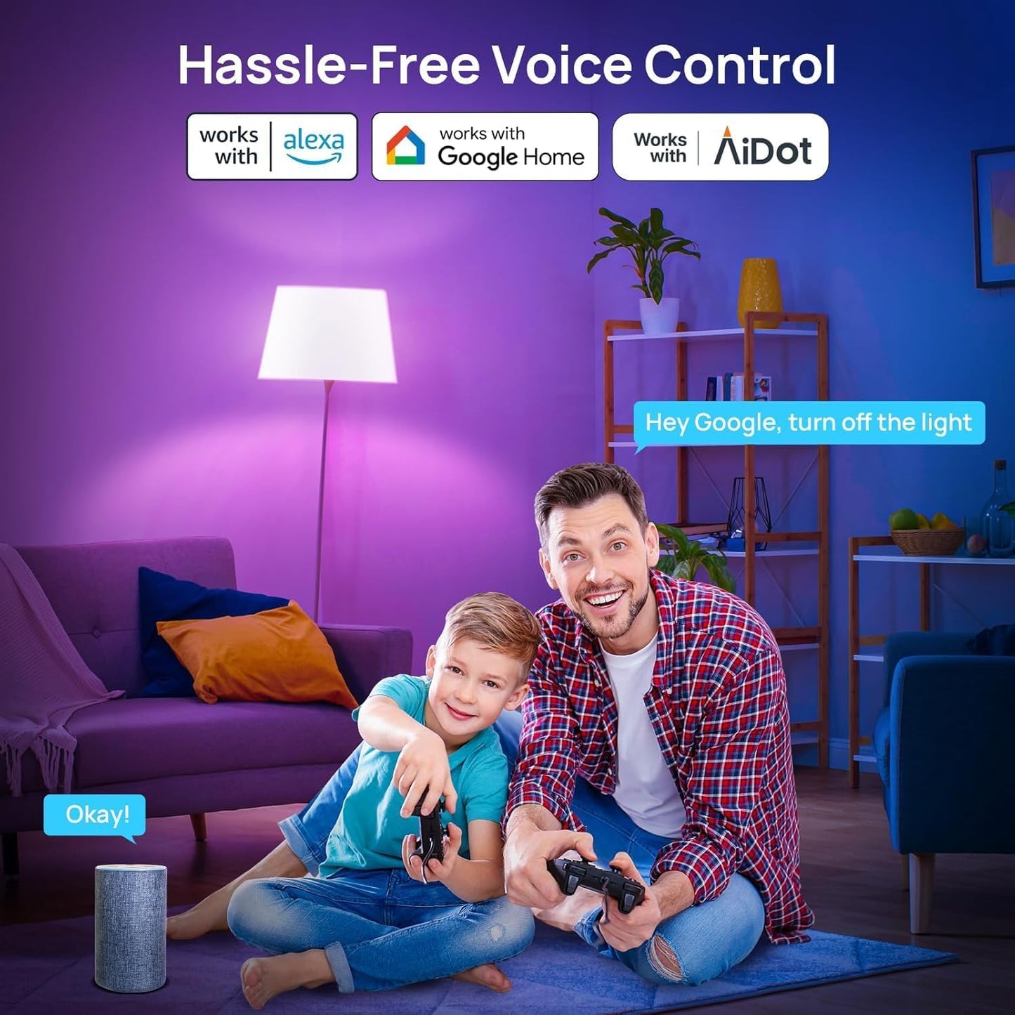 Bombilla Inteligente A19 RGB 800lm Compatible Apple Alexa