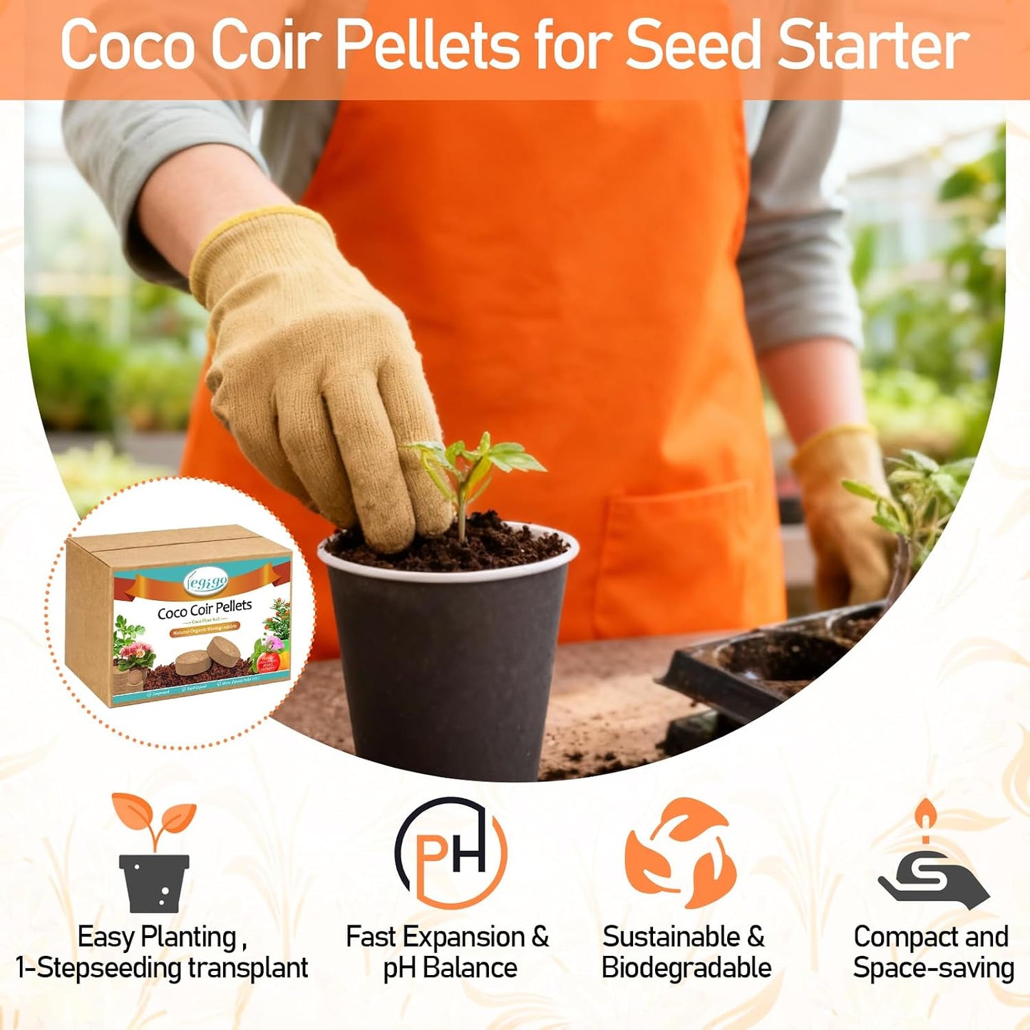 50 Pzas Pellets Coco 1.969pulg Tierra para Macetas