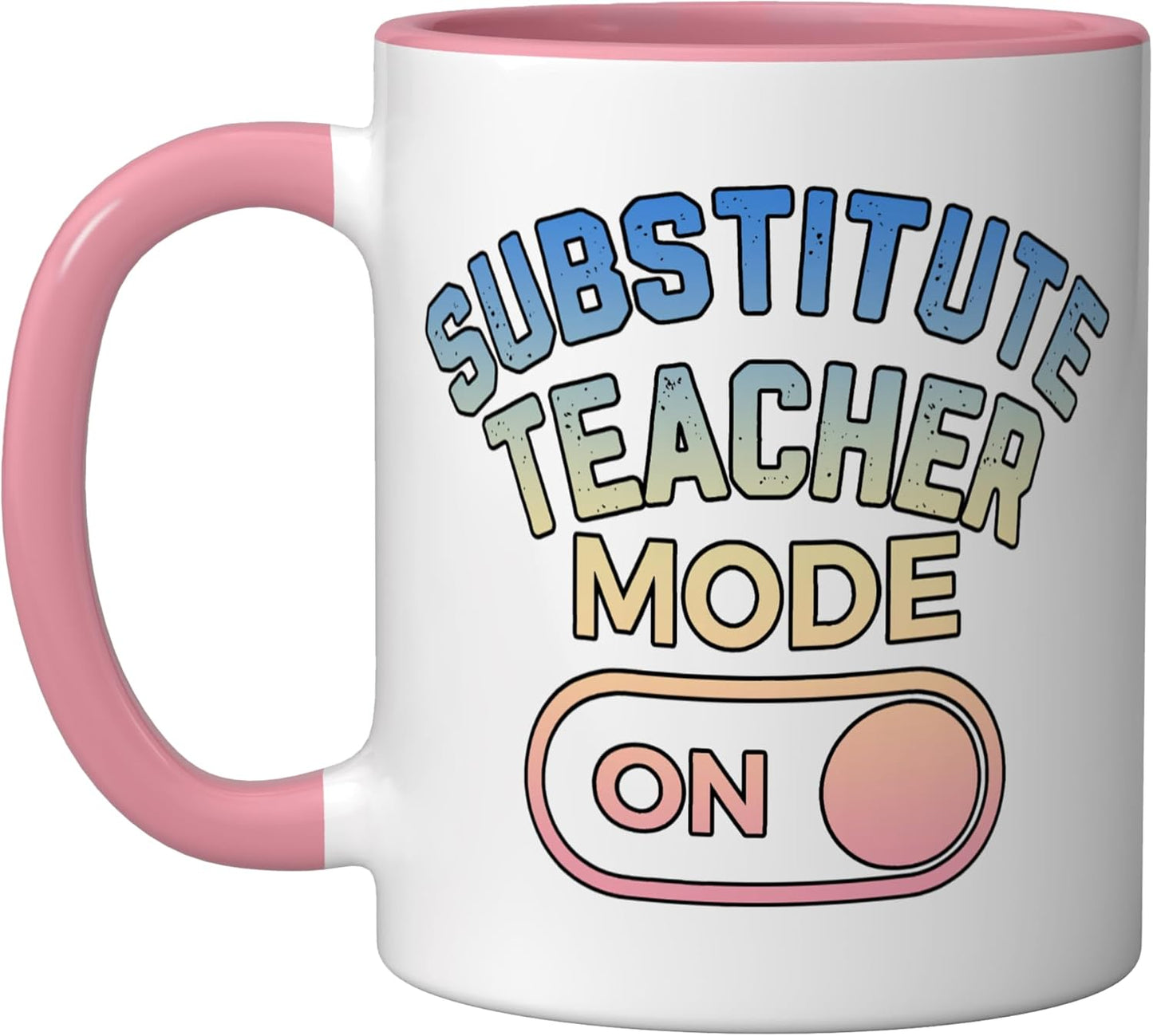 Taza cerámica modo profesor sustituto rosa/blanca