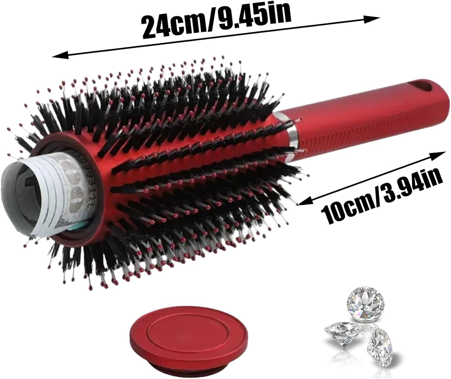 Cepillo pelo con compartimento secreto rojo