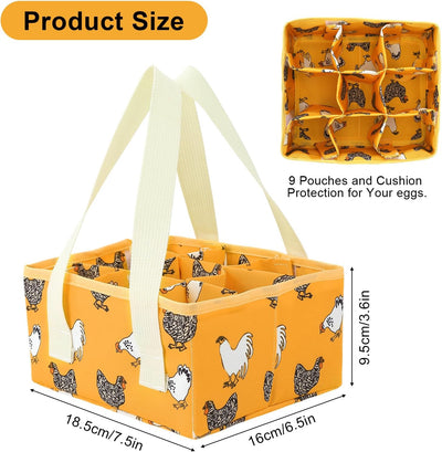 Cesta recolección huevos 9 bolsas soporte plegable lona