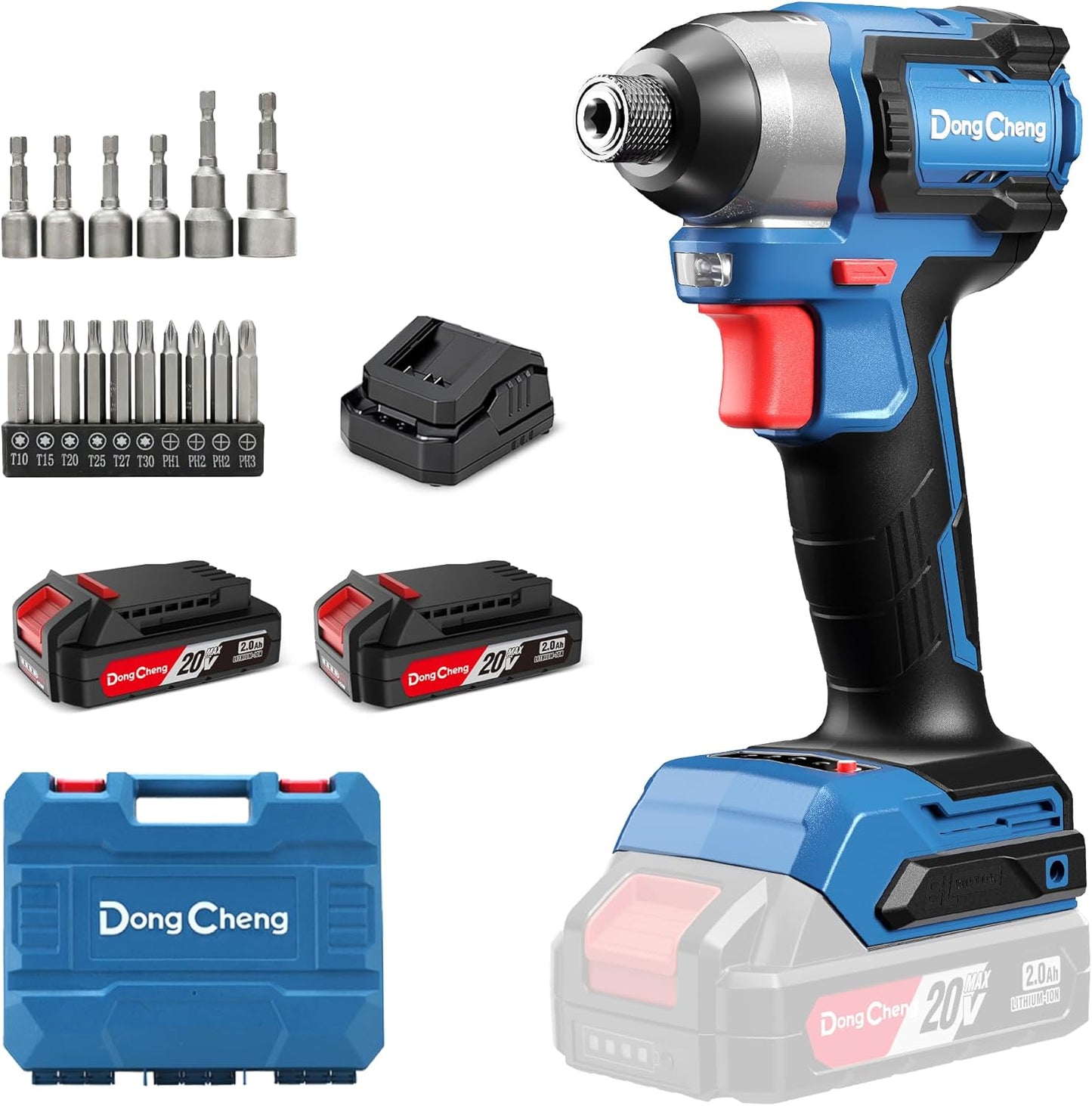 Destornillador impacto 20V 1/4pulg 2 baterias 2Ah compacto