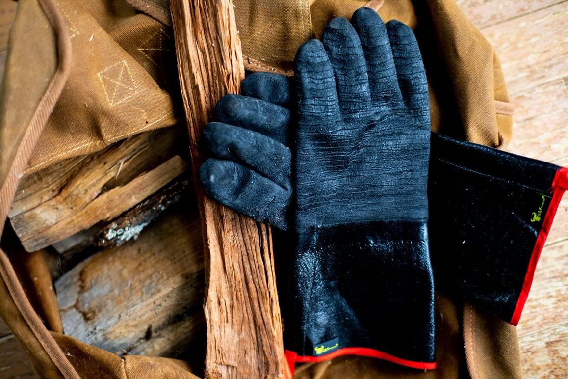 Guantes piel barbacoa resistentes calor gamuza forro algodón