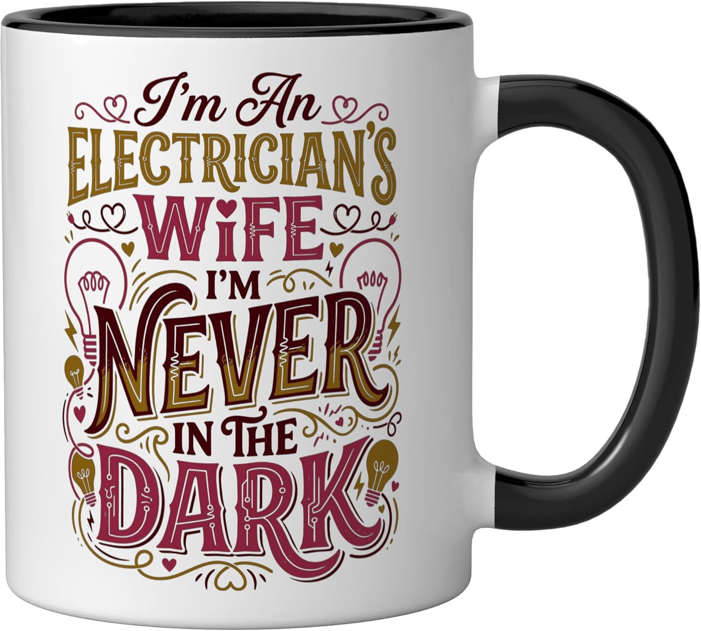 Taza cerámica para esposa de electricista negro/blanco