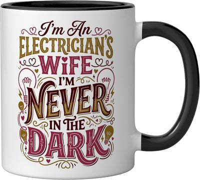 Taza cerámica para esposa de electricista negro/blanco