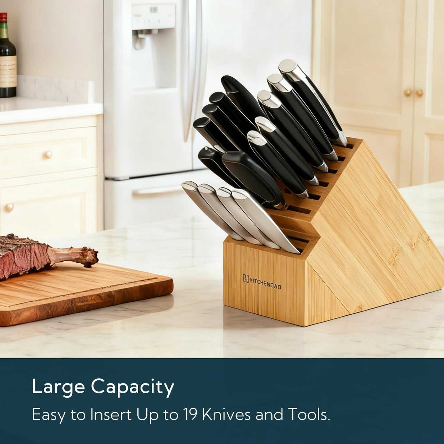 Bloque cuchillos bambú 20 ranuras cuchillo chef 6pulg