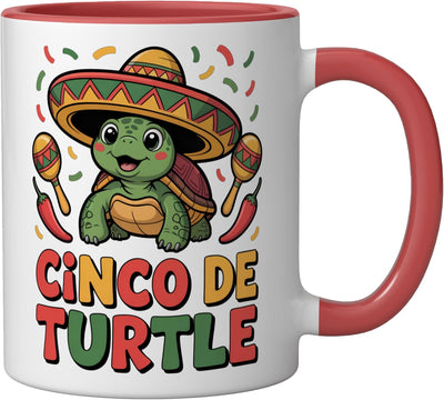 Taza Cerámica Fiesta Mexicana Roja/Blanca con Maracas