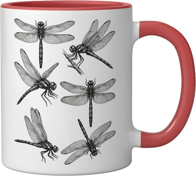 Taza Cerámica Vintage Insecto Dragón Rojo/Blanco