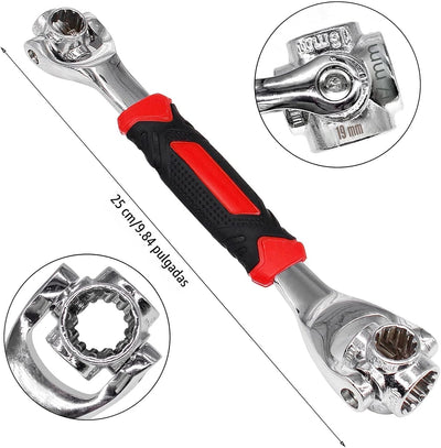 Llave enchufe 52en1 acero inox cabezal giratorio 360
