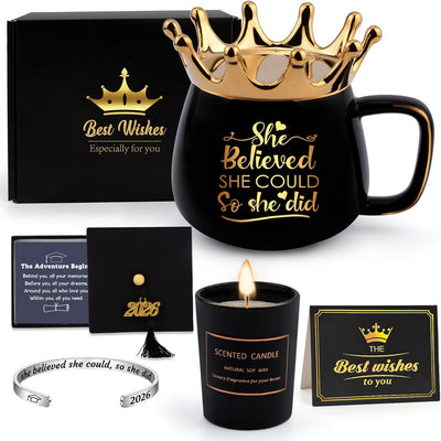 Taza de café Regalos de graduación para mujer niña 2026 She Believed She Could