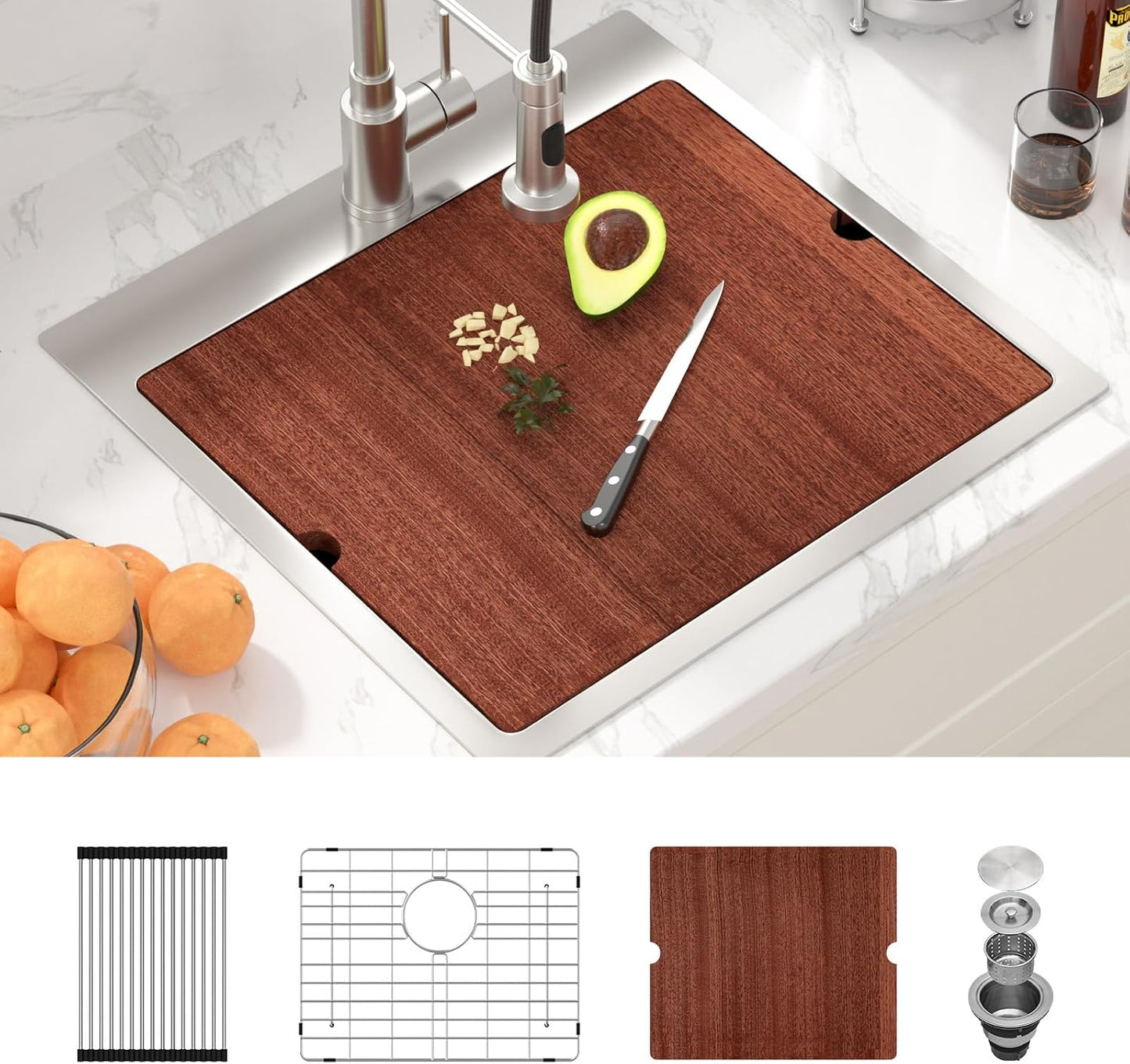 Fregadero cocina caída 21x20pulg estación trabajo montaje superior