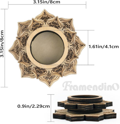 3 Soportes bola cristal madera diseño flor mini 1.181-5.906in