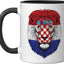 Taza cerámica con bandera de Croacia y león en negro/blanco