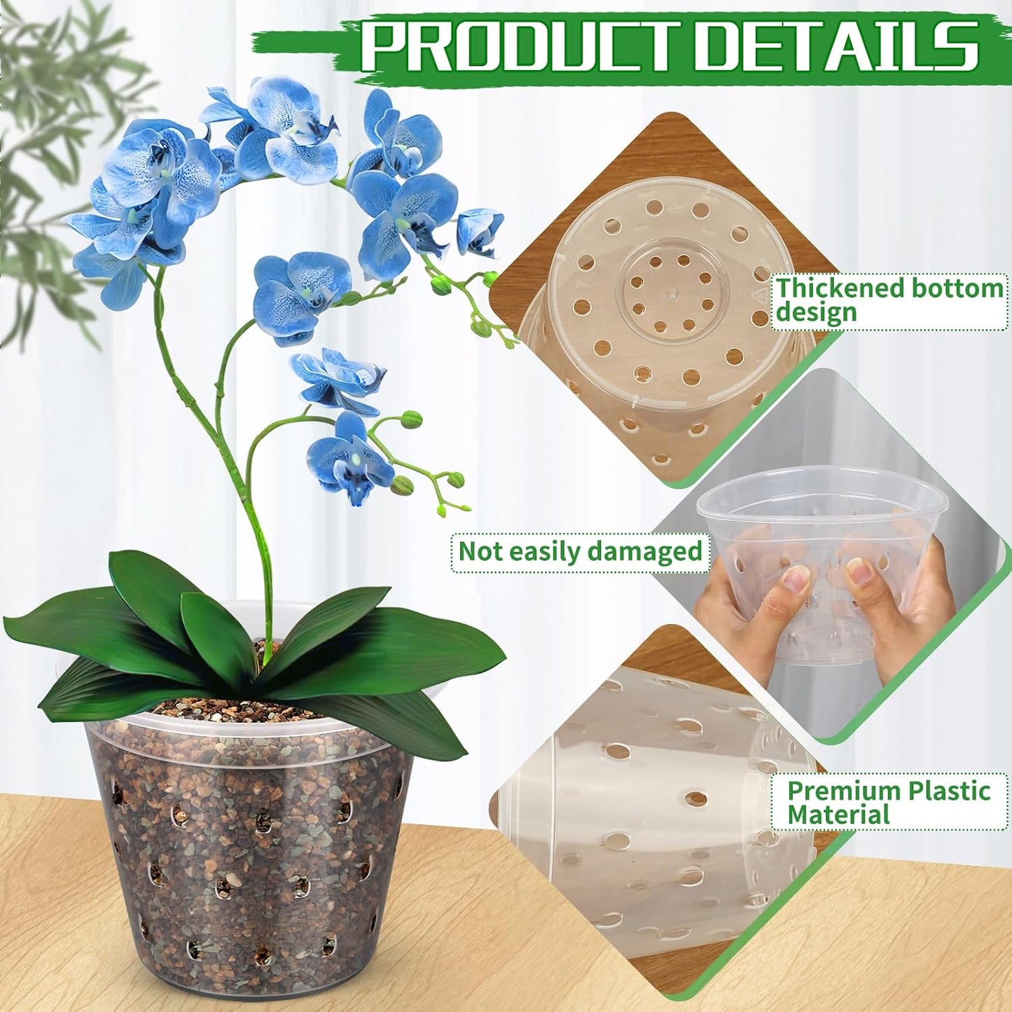 8 Macetas Orquídea 3pulg Plástico Transparente Ranuradas