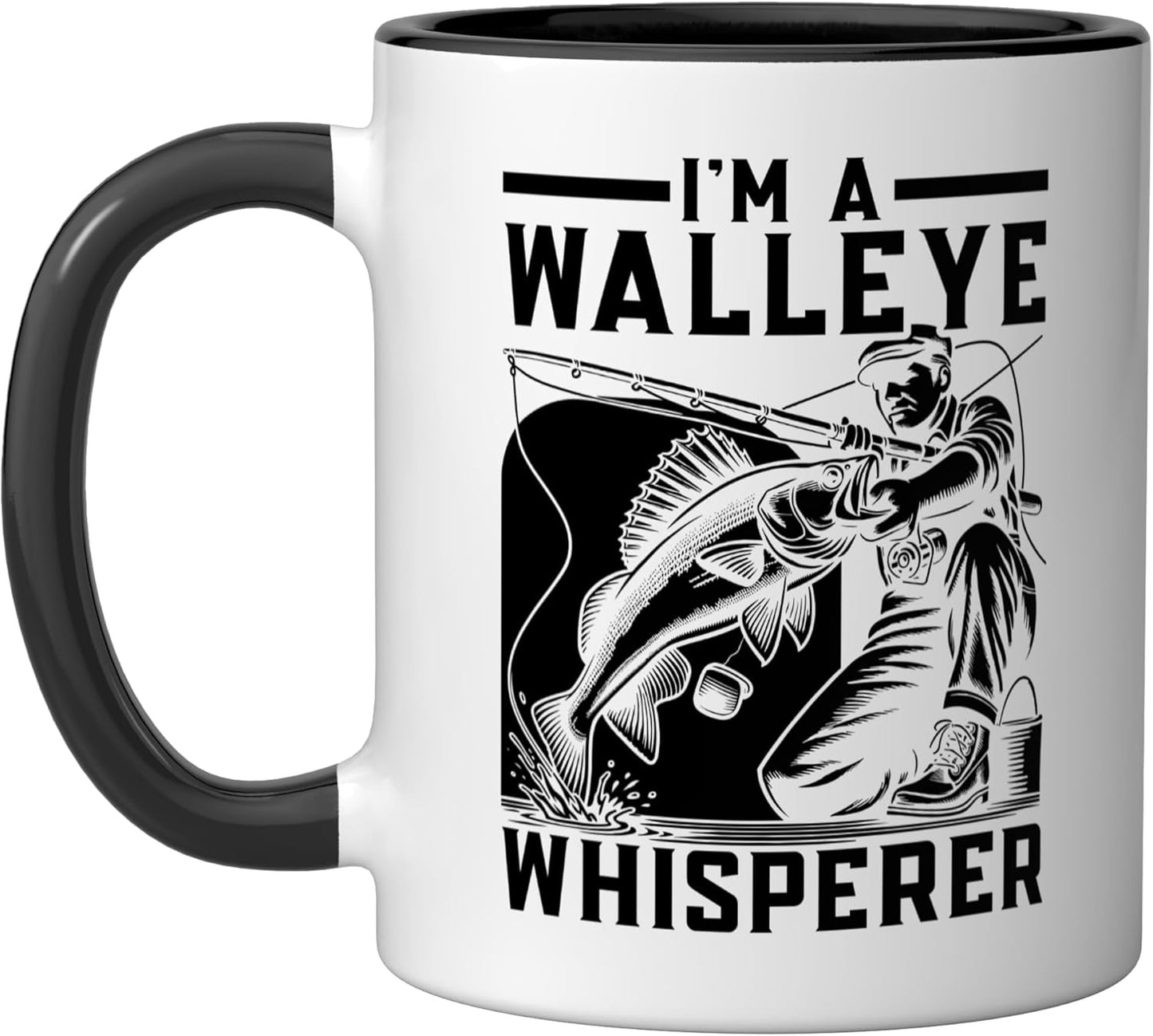 Taza Cerámica Pescador Negro/Blanco