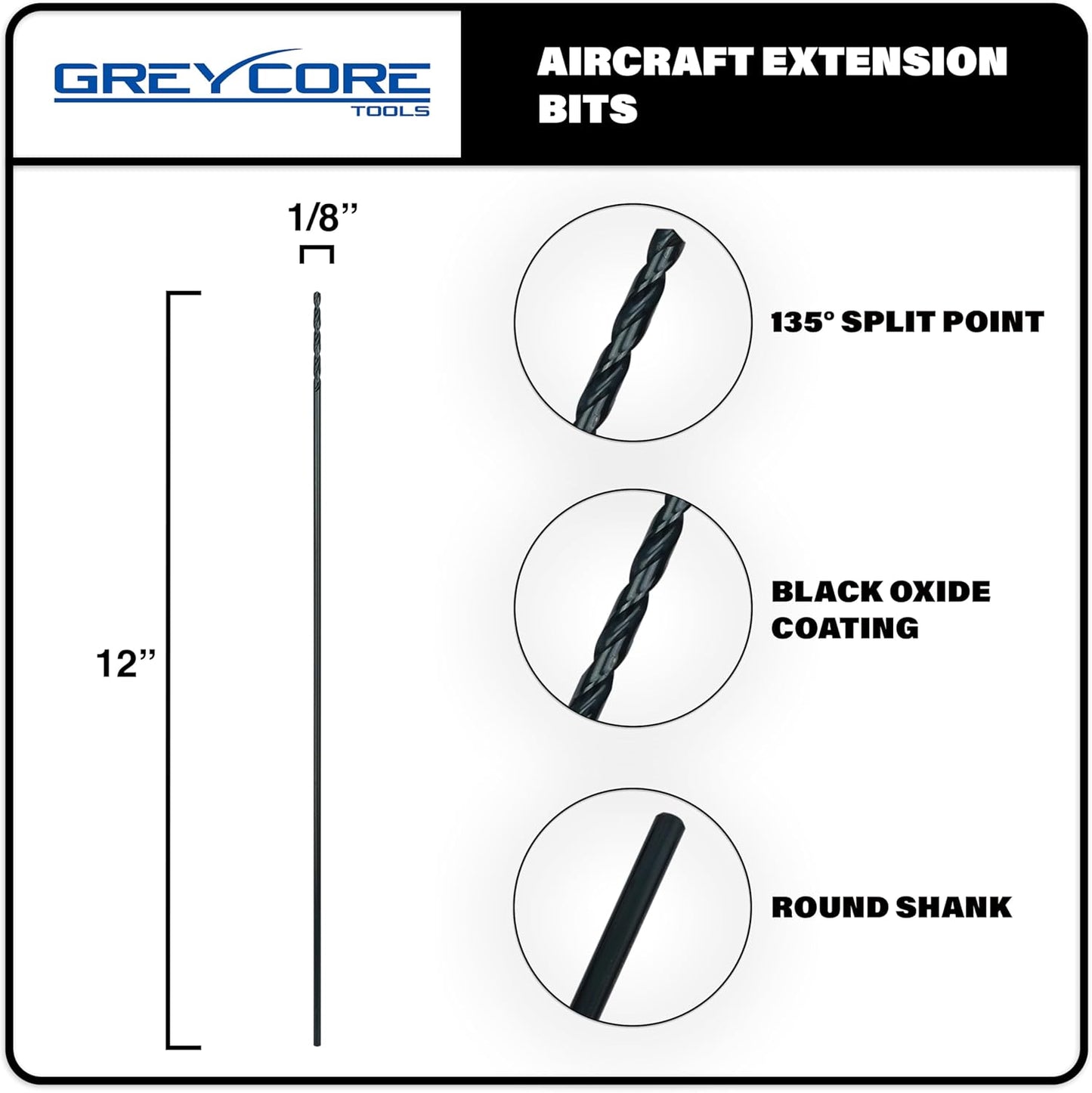 Broca extensión 1/8x12pulg para acero madera
