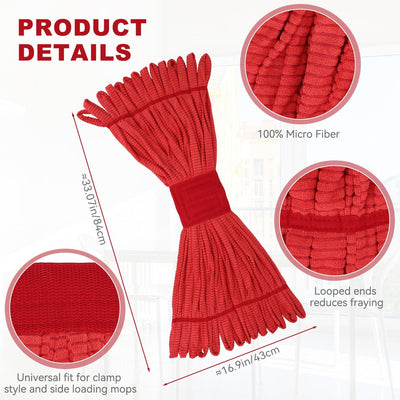 Cabezal fregona industrial microfibra 14oz sin pelusas rojo