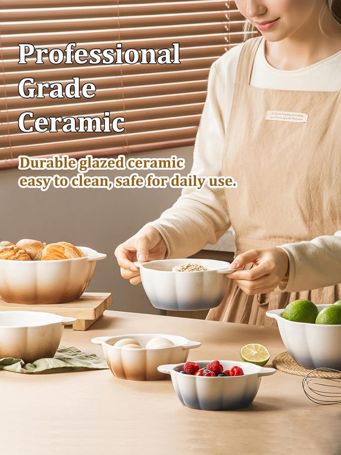 Set 4 Bowls Cerámica para Cocinar y Ensaladas 16oz