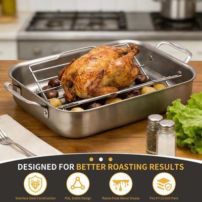 Estante asar sartén 9x13pulg acero inox ajustable