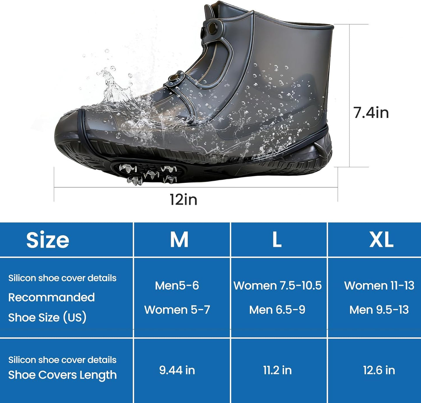 Fundas impermeables para zapatos con picos antideslizantes