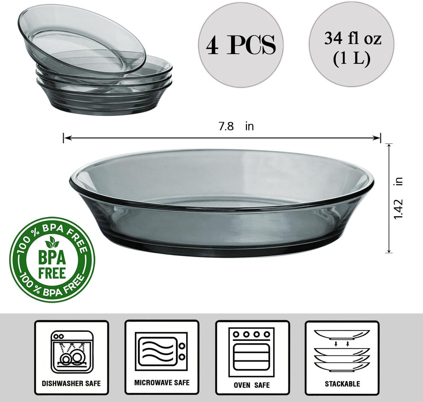 Set 12 Pzas Vajilla Vidrio Borosilicato Transparente