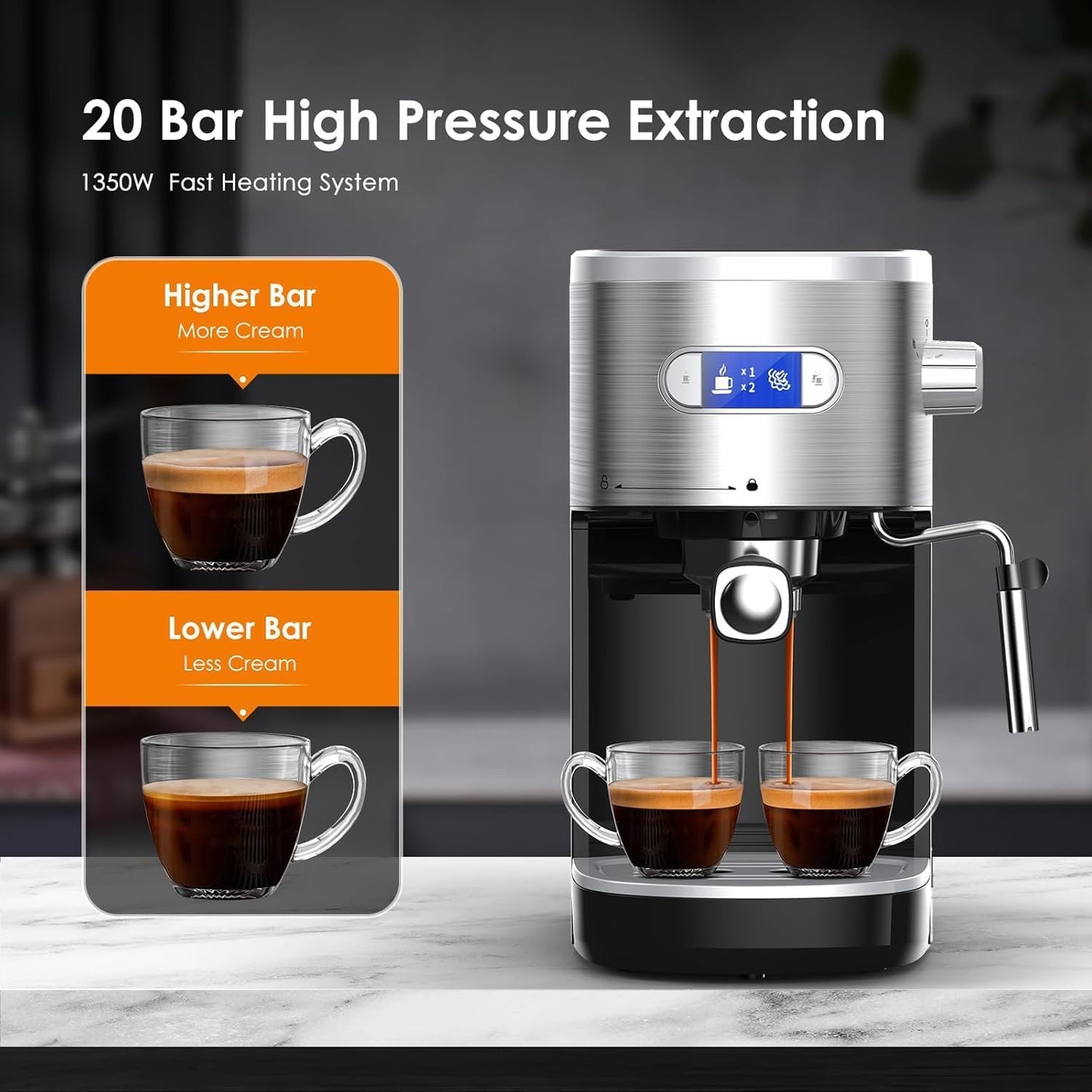 Máquina de café expreso compacta con espumador de leche