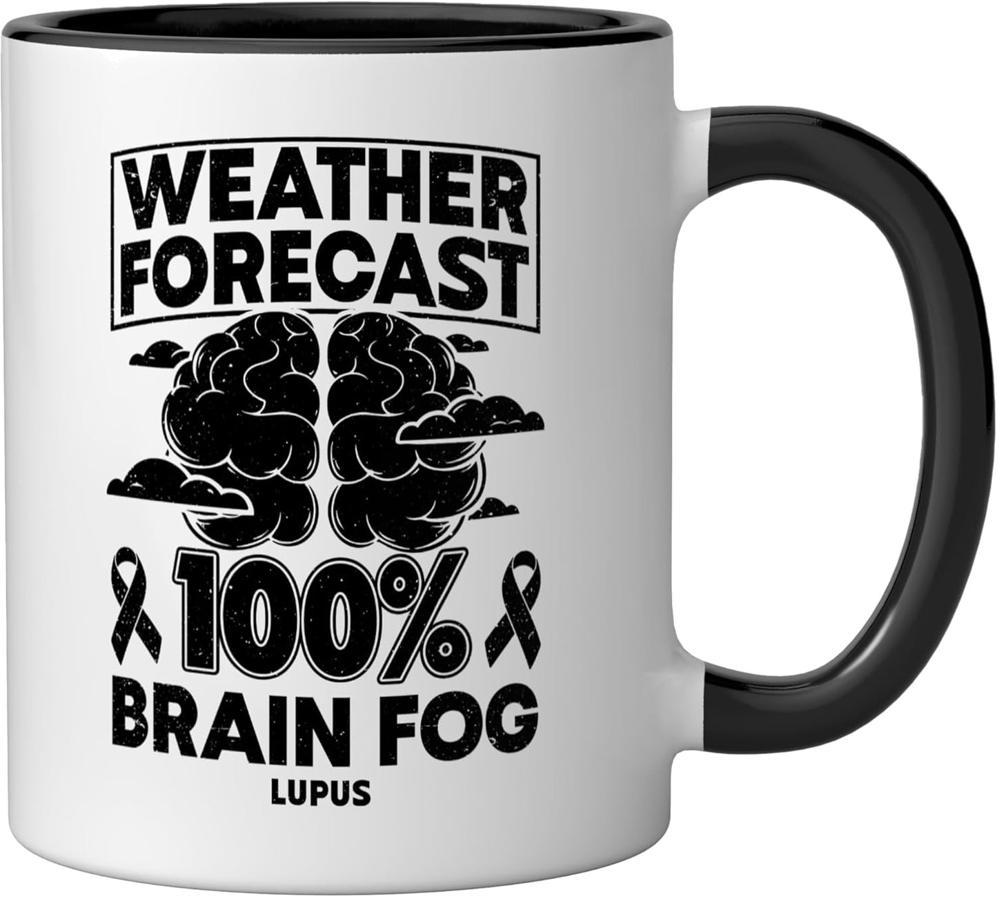 Taza Cerámica Lupus Consciente de Cerebro Negro/Blanco