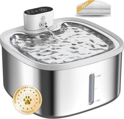 Fuente agua gatos acero inox 3.5L inalámbrica batería recargable