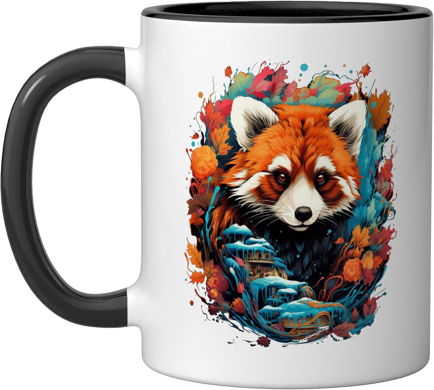 Taza de cerámica panda rojo colorido negro/blanco