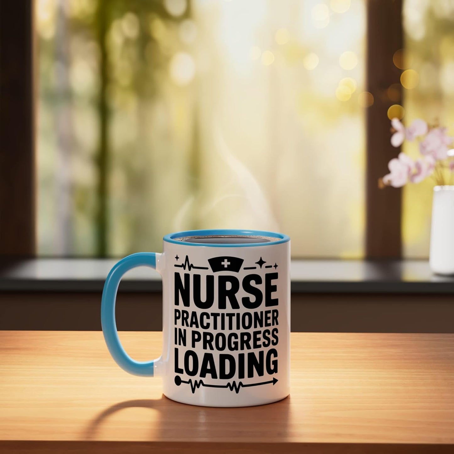Taza Cerámica Nurse Practitioner Azul Blanco