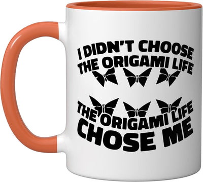 Taza Cerámica Origami Arte Japonés Naranja/Blanco