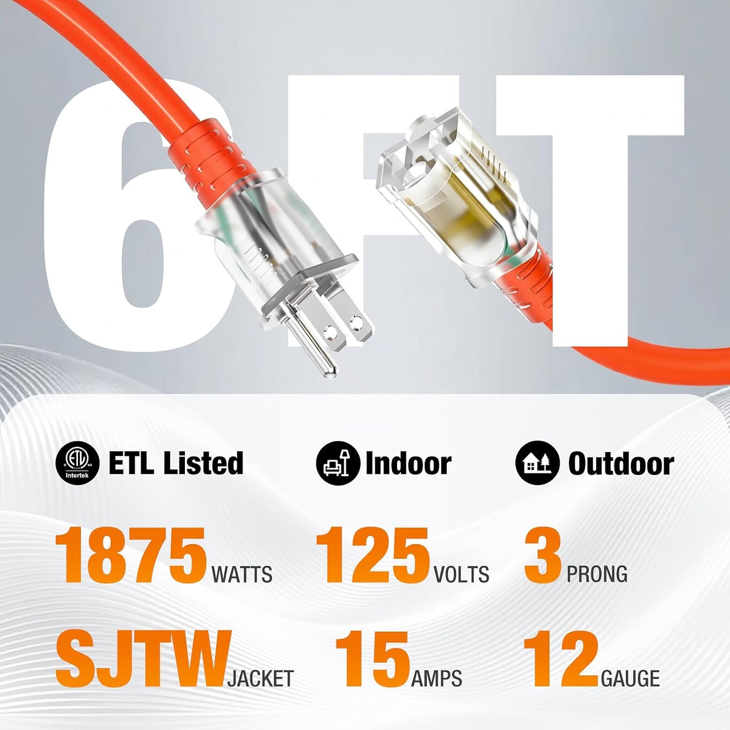 Cable extensión exterior 6ft 12/3 con indicador