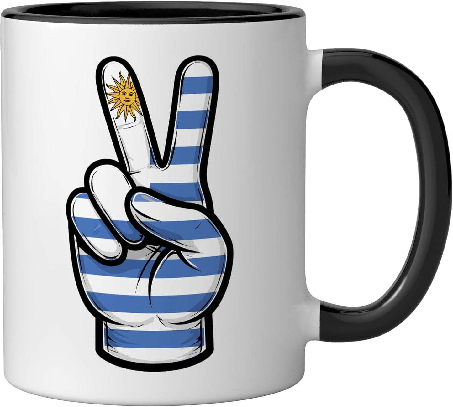 Taza Cerámica Bandera Uruguay Negro/Blanco