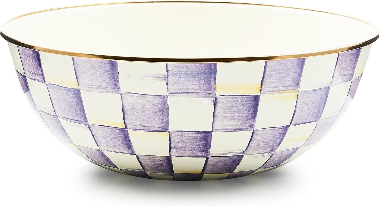 Tazón Servir Extragrande Morado Blanco Cuadros Violeta