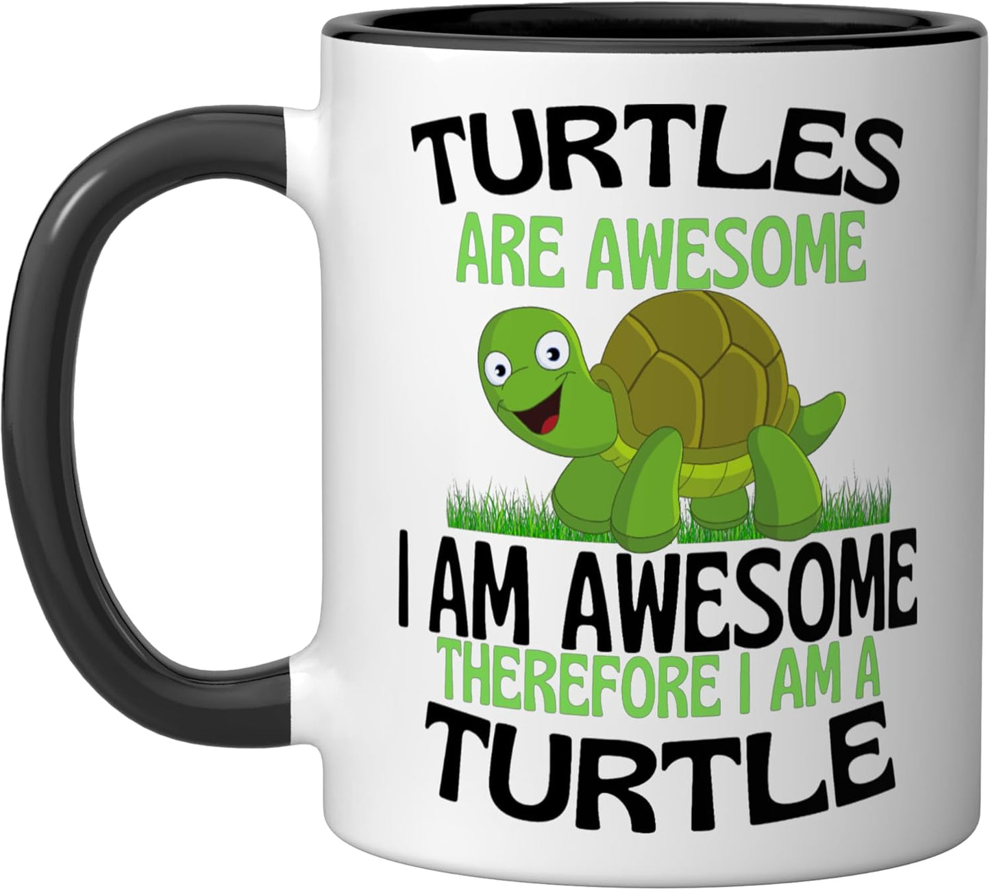 Taza de cerámica para amante de tortugas negra/blanca