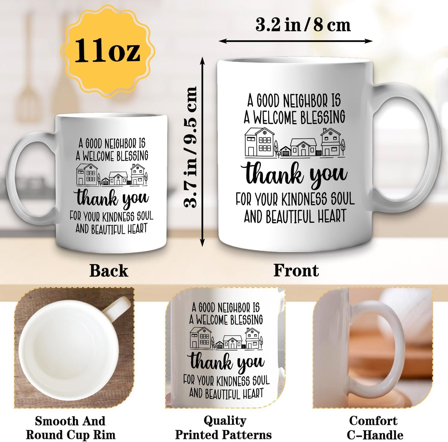 Taza de café divertida con texto en inglés A Good Neighbor is A Welcome Blessing