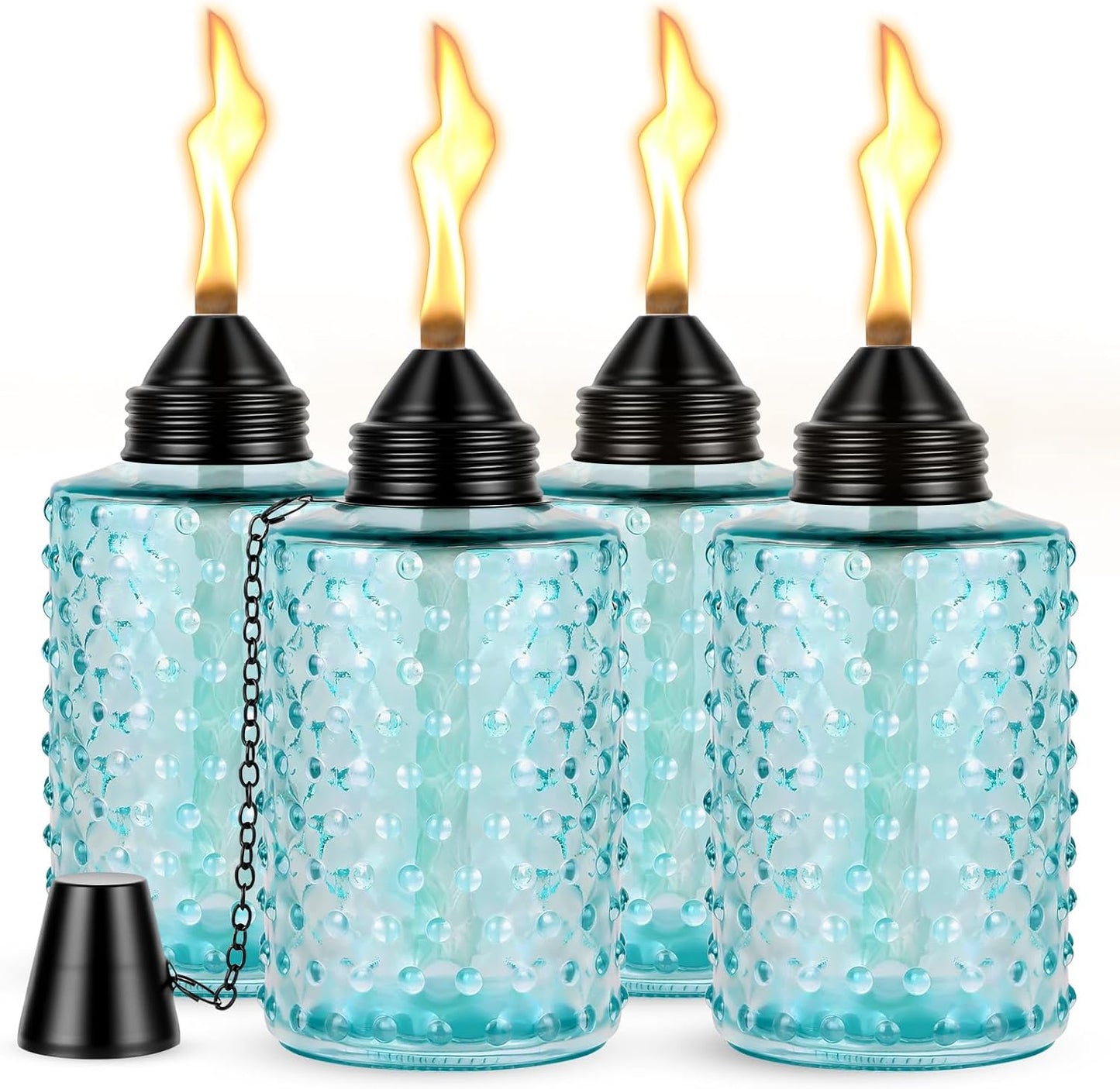 4 Antorchas Cristal Citronela Recargables Patio Jardín