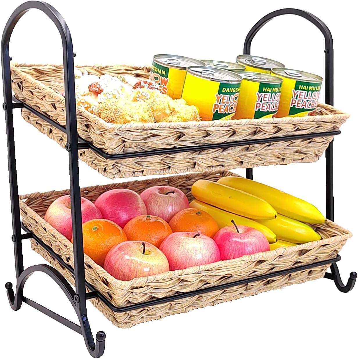 Estante apilable ratán para caramelos y aperitivos