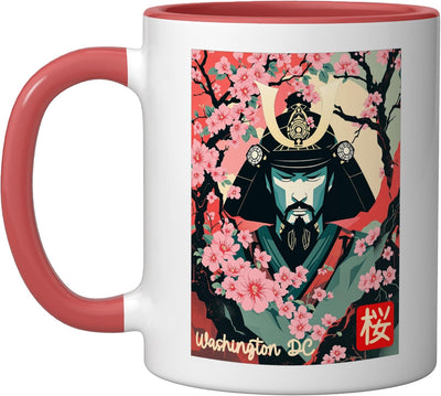 Taza de cerámica para hombre con diseño de flor de cerezo Sakura roja y blanca