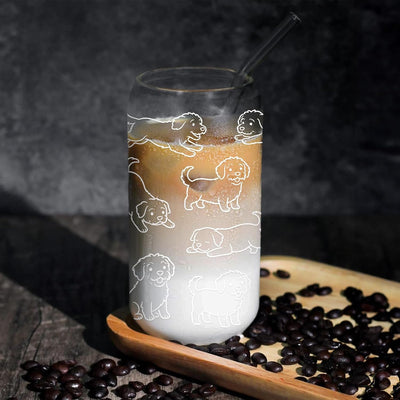 Vasos de vidrio Goldendoodle para café helado y té 16 oz