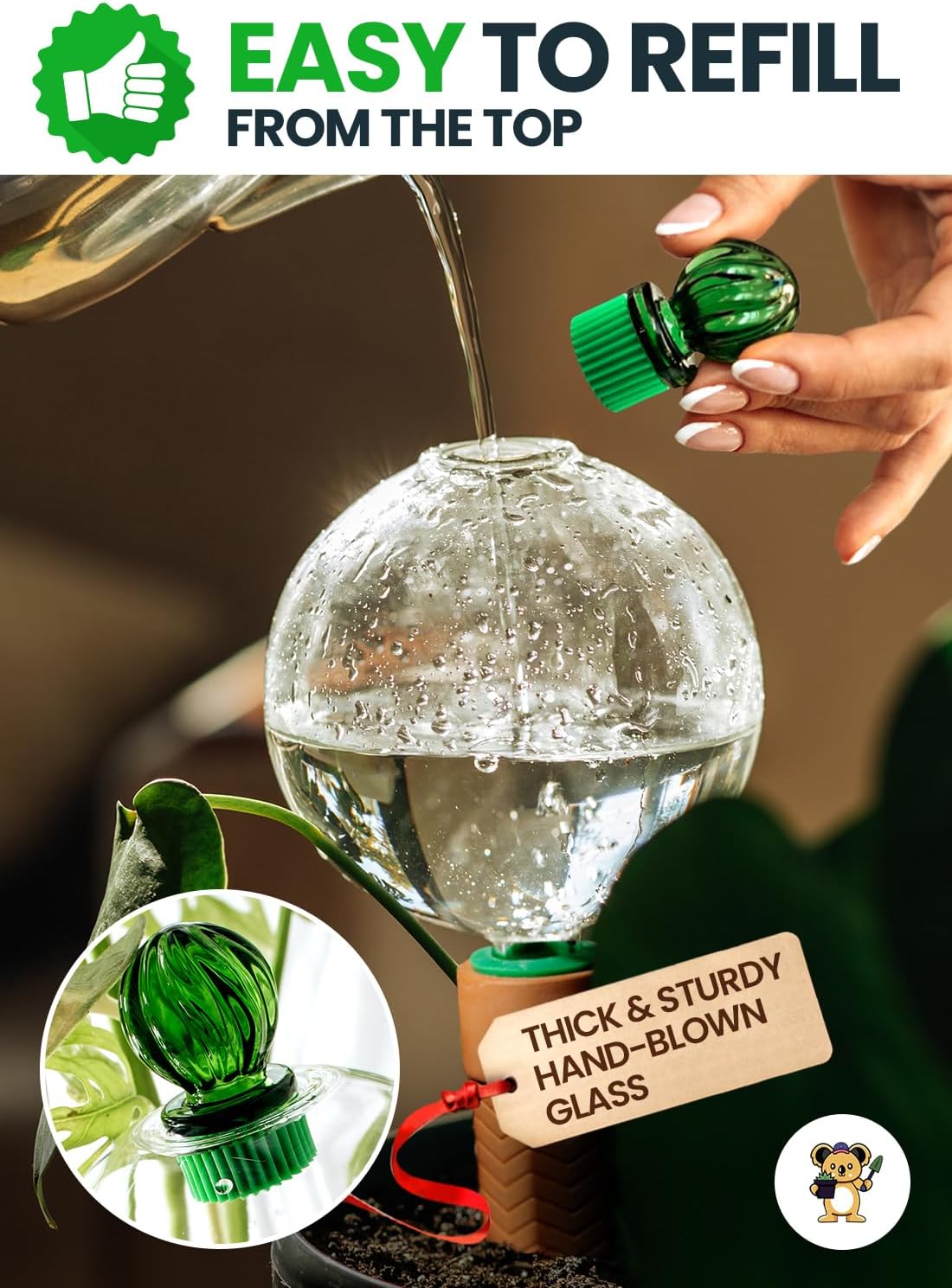 Globos riego 16oz para plantas interiores con bebedero automático