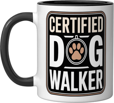 Taza cerámica para paseador canino amante de caminatas negra/blanca
