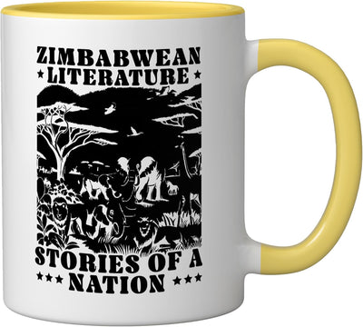 Taza Cerámica Sudafricana Viaje Zimbabue Amarillo/Blanco