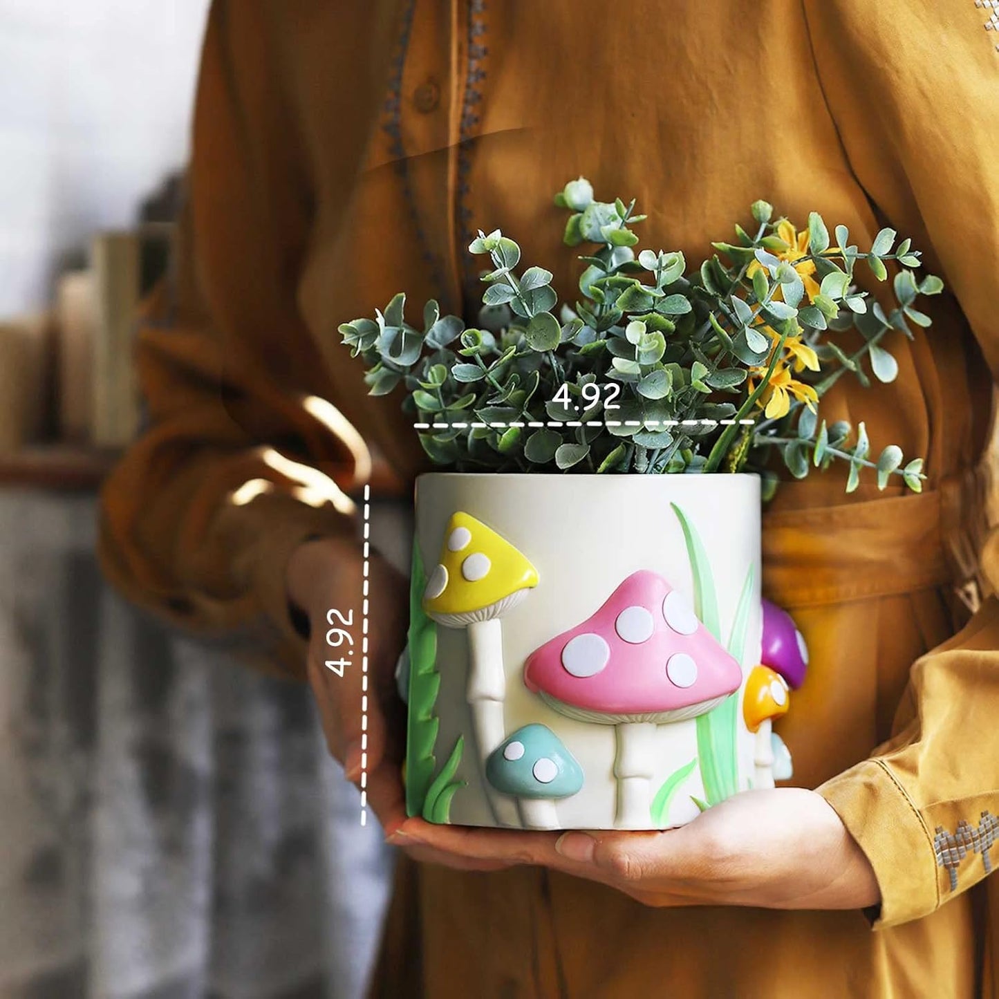 Maceta arcoíris retro con drenaje para plantas interior y exterior