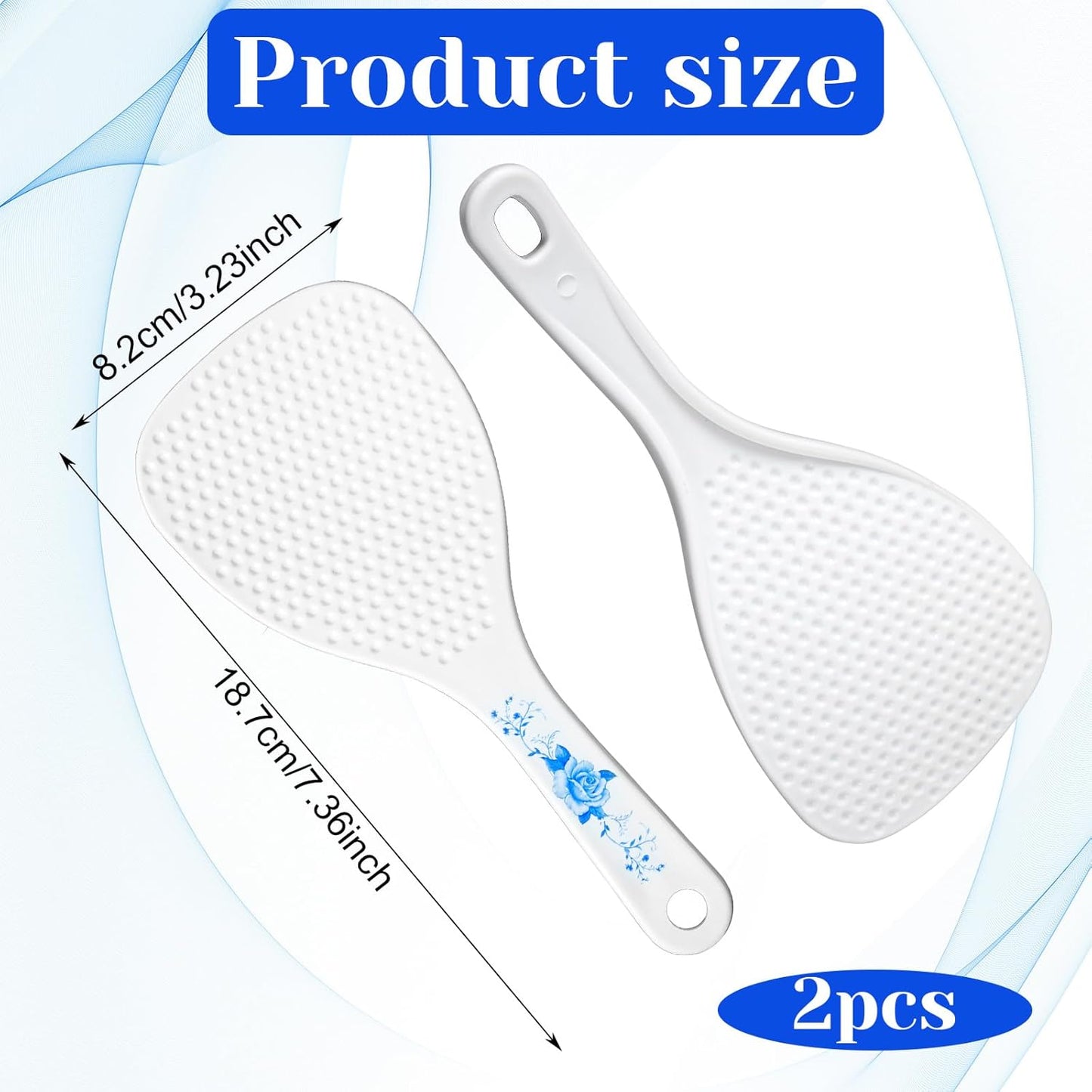 Set 2 cucharas arroz antiadherente blanca PP 7.5pulg