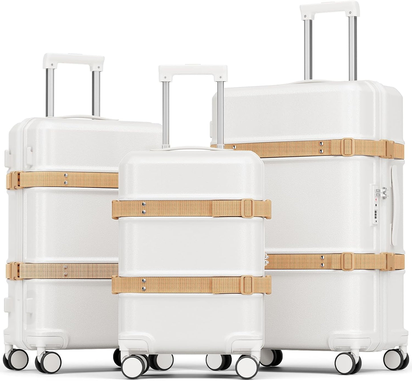 Set 3 maletas rígidas con ruedas TSA 20-28 pulg YKK Blanco